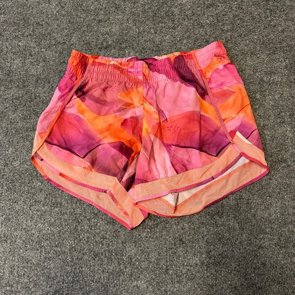 Athleta Shorts Womens Size S Pink Orange Abstract Printed Racer Run 4 Athletic